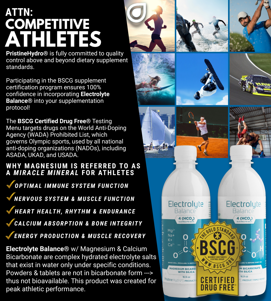 Why Magnesium is considered by many to be the Miracle Mineral for Competitive Athletes - Drink ElectrolyteBalance for Peak Athletic Performance - The Most Bioavailable Form of Magnesium Today!