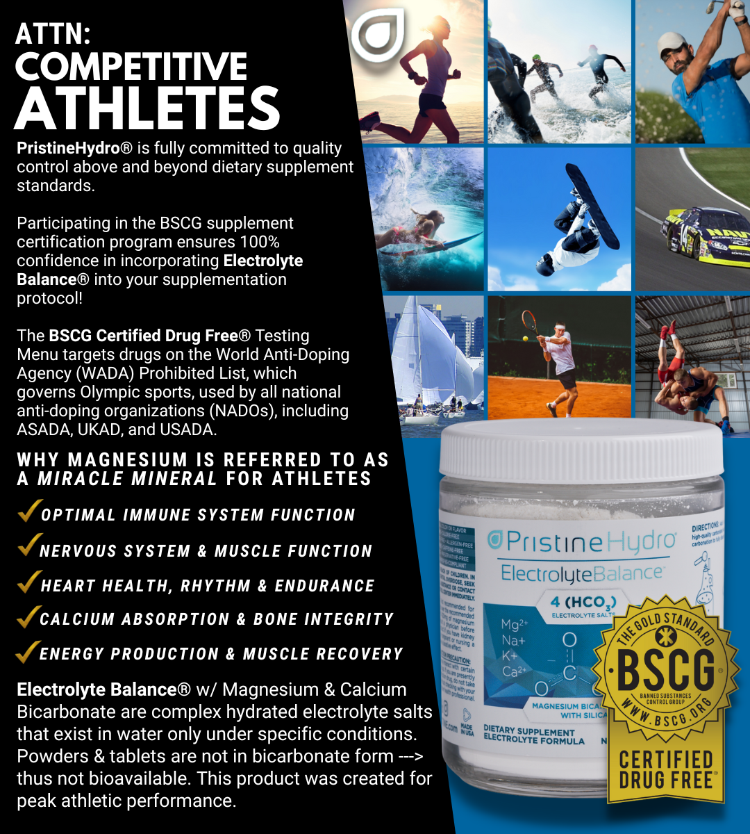 Electrolyte Balance - Why Magnesium is considered by many to be the Miracle Mineral for Competitive Athletes - Drink ElectrolyteBalance for Peak Athletic Performance - The Most Bioavailable Form of Magnesium Today!